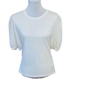 Rails Liza Puff Sleeve White Cotton T-Shirt Size XS
